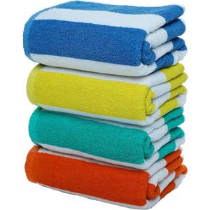 Assorted Cabana Striped Beach Towel 30"x60", Highly Absorbent Pool Towels, 100% Cotton Beach, Bathroom and Pool Towels 4 Pack, Adult Luxury Quick Drying Beach Towels, Lightweight