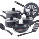 T-fal Essentials Non-Stick Pots and Pans Cookware 10 Piece Set, Black