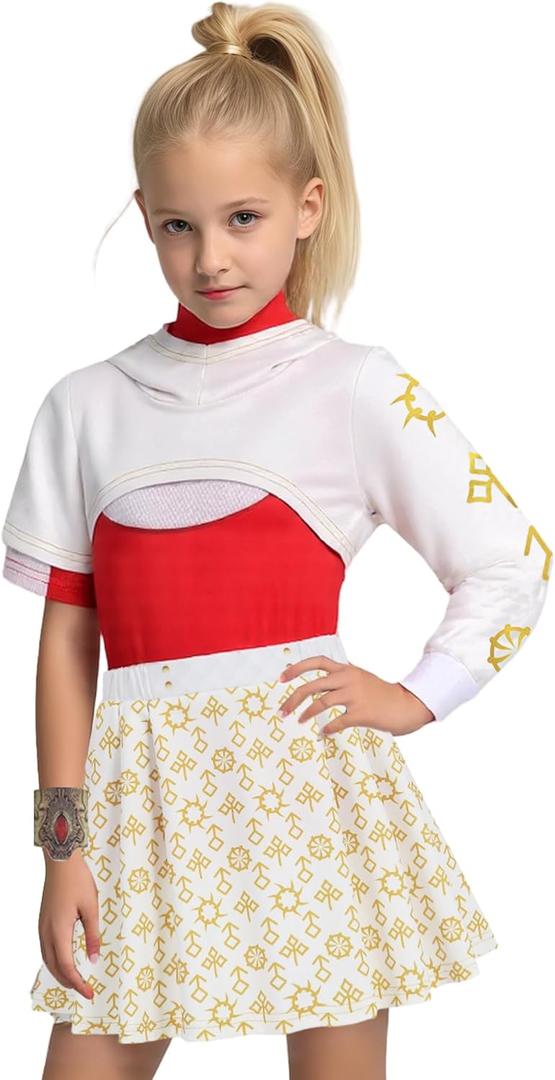 Girls Halloween Costume for Cheerleader Costume Kids Cute Dress up Accessories (140 9-10 Years)