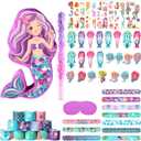 Hungdao 51 Pcs Mermaid Party Favors Mermaid Piata Hairpin Slap Bracelets Ring Tattoo Sticker Under the Sea Birthday Party Supplies Classroom Prize Gift Goodie Bag Piata Stuffers Fillers