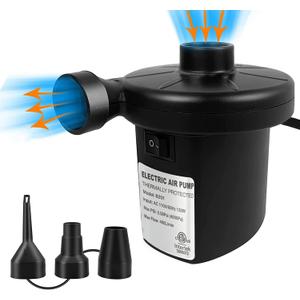 Electric Air Pump for Inflatables, Air Mattress Pump Inflator Deflator with 3 Nozzles for Airbed Pool Air Pump Float Inflatables(130W)