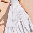 PRETTYGARDEN Women's 2026 Casual Loose Plain Maxi Sundress Smocked Tank Dress Sleeveless Spring Beach Tiered Long Dresses (White, L)