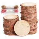 79Pcs 1.2"-3.1" Wood Slices for Crafts, Predrilled with Hole Wood Ornaments for Crafts, Wood Slice Ornaments for DIY Crafts, Arts, Coaster, Christmas Deco, Rustic Wedding Decoration