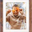 8x10 Picture Frame, Display Photos 6x8 with Mat or 8x10 without Mat, Poster Frame for Wall and Tabletop, Brown