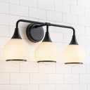 Black Bathroom Light Fixtures 3-Lights Vanity Lights with Milky White Frosted Glass Shade Bathroom Vanity Light 22.4 inch Wall Sconce Lighting Bath(Exclude E26 Bulb), 3 Light with Milky White Globe