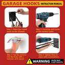 14'' Large Garage Hooks with 3 Support Rods, Heavy Duty Steel Garage Storage Wall Hooks for Garden Tool Organizer, Shed Organizer, Ladder Hooks, Car Tires, Chairs 4 Pack