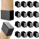 Rectangle Chair Leg Protectors for Hardwood Floors,16 PCS Silicone Covers to Protect Wood Tile Floors Felt Pads Furniture Leg Caps Reduce Noise. Easy to Move.(Black,1 x 1.5 Inch,Rectangle)