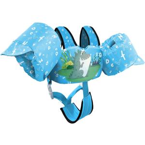 Chriffer Kids Swim Vest Life Jacket for 30-55 Pounds Boys and Girls, Toddler Floaties with Shoulder Harness Arm Wings for 2,3,4,5,6,7 Years Old Baby (Blue Green)