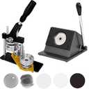 2.28x2.28in Round Fridge Magnets Badge Maker Machine DIY Photo Refrigerator Sticker Magnet Press Machine+Paper Cutter+100pcs Materials (Black)