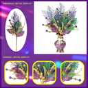 6 PCS Mardi Gras Picks Decoration, 19 Inch Large Glitter Purple Green Gold Floral Pick for Vase Filler, Table Centerpieces, Tree & Wreath DIY, Carnival Picks and Sprays Decor