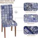 Stretch Dining Chair Covers Set of 2,Floral Print Chair Covers,Soft Removable Washable,Pet Friendly Furniture Protector,Universal Chair Slipcovers for Home, Kitchen,Ceremony Dining Room Seat (B-aqua Squares)