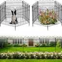 5 Panels Garden Fence Animal Barrier, 32 in (H) x 11.8 ft (L) Decorative Garden Fence, Rustproof Metal No Dig, Tall Garden Fencing, Dog Fence Outdoor for Yard, Patio