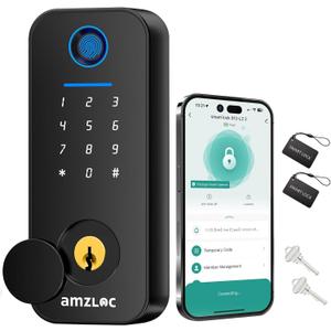 Smart Door Lock,Fingerprint Keyless Entry Door Lock,Bluetooth App Control,Touchscreen Digital Keypad Smart Deadbolt Lock,Smart Locks for Front Door,Auto Lock,Easy Install,IP65 Watherproof