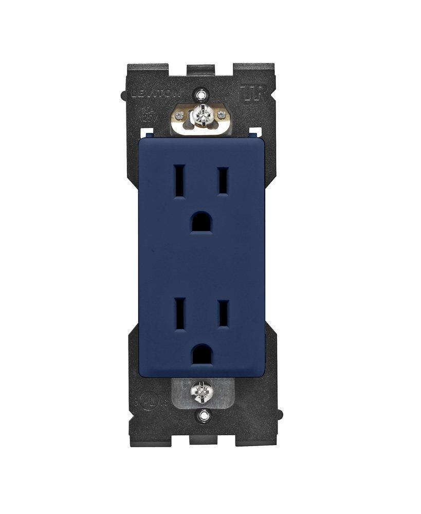 Leviton Renu Tamper-Resistant Outlet, 15-Amp, 125VAC, RER15-RN, Rich Navy