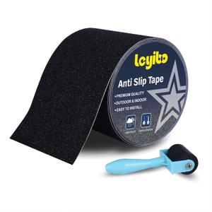 Anti Slip Tape, 5 Inch x 35 Ft Grip Tape for Stairs Outdoor/Indoor, Waterproof Non Skid Roll for Stair Treads Non Slip, High Traction Friction Abrasive Adhesive Stair Steps  Black