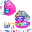 Polly Pocket Playset & Travel Toy with 2 Micro Dolls & 12 Accessories, Animal Toy, Sloth 2-in-1 Purse Compact