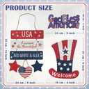 vivimemo 4th of July Wreaths Patriotic Wooden Hanging Signs, 3 Pcs USA Welcome Door Hangers with Star Heart, Red White Blue Independence Day Decor for Home Front Door Porch Party Memorial Day