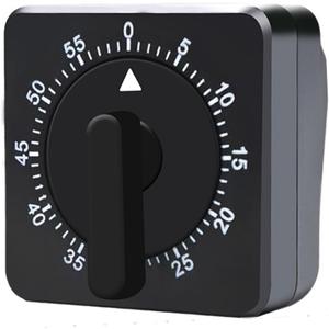 Square 60 Minute Mechanical Kitchen Timer Loud Alarm No Batteries Ideal for Cooking Baking and Kitchen Management Black