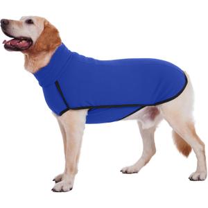 ROZKITCH Dog Winter Coat Soft Pullover Pajamas with Leash Hole, Pet Windproof Warm Cold Weather Jacket Vest Cozy Jumpsuit Apparel Outfit Clothes for Walking Hiking Travel Sleep Blue 4XL(Back Length:31.1")