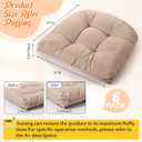 Thyle Outdoor Chair Cushions Set of 6 Waterproof Sun Protection Square Tufted Overstuffed Patio Furniture Seat Cushion for Patio Furniture Dining Indoor 19" x 19"(Khaki), 19 inches x 19 inches x 3.94 inches