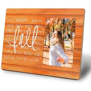 UNCDLV Fall Picture Frames 4x6 Fall Photo Frame, Orange Fall Sign Decor Thanksgiving Pumpkin Picture Frame Decorations for Shelf Bedroom Livingroom Table Desk Thanksgiving Gifts for Women