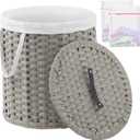 Laundry Hamper with Lid Wicker Laundry Hamper Round 26.5 Gal (100 L) Laundry Basket Handwoven Rattan Laundry Basket with Removable Bag Handles 2 Mesh Bags for Living Room Bedroom Gray (26.5 Gal - 100L)