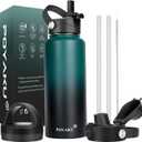 Water Bottle Insulated 32oz 40oz 64oz 128oz Straw Lid Spout Lid & 3 Lids, Leak Proof, Vacuum Insulated,Stainless Steel Water Bottle Wide Mouth for Sports, Gym or Office (Indigo Crush)