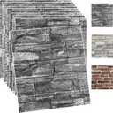 20PCS 3D Wall Panels Peel and Stick Foam 3D Brick Wallpaper Peel and Stick Black Faux Stone Wall Panel Self-Adhesive Wallpaper (20PCS, Black)