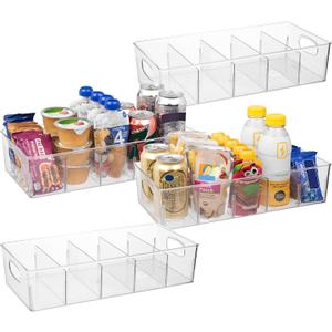 ClearSpace Plastic Pantry Organization and Storage Bins with Removable Dividers  Perfect Kitchen Organization or Kitchen Storage  Refrigerator Organizer Bins, Cabinet Organizers (4 Pack XL)