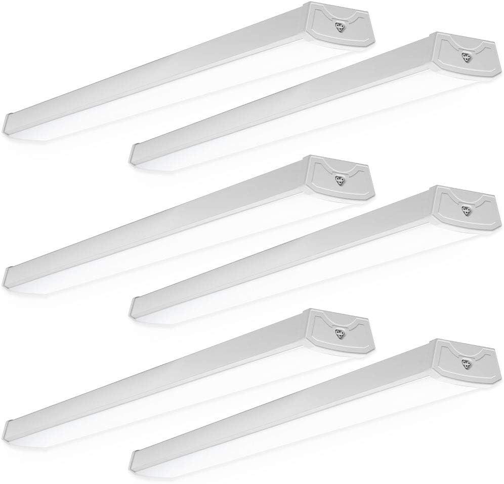 Sunco 6 Pack LED Garage Ceiling Lights Wraparound Fixture 4FT,Linkable Shop Light, 3500 LM, 40W=300W, 5000K Daylight, Hardwired, Surface Mount, Utility Workshop Light ETL