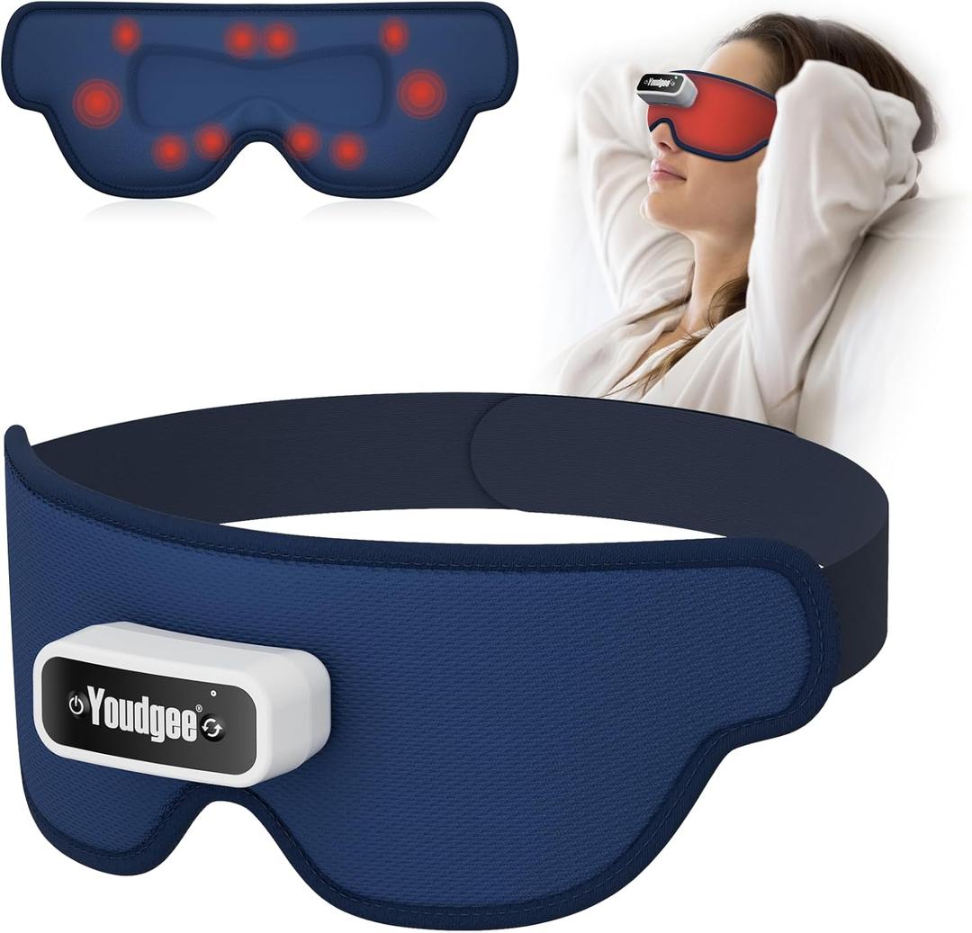 Eye Massager with Heat, Smart Vibration Massager for Migraines Relief, Birthday Gifts for Women, Heated Sleep Mask Eye Care Relax Gifts for Mom (Blue)