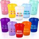 LemonRoad 10 Pcs Social Worker Appreciation Gifts Bulk Social Worker Graduation Gifts 12oz Reusable Plastic Tumblers with Lids for Bsw Msw Dsw Lcsw Volunteer School Staff Coworker Office Women Men