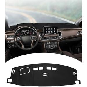 FIILINES Dash Cover for Chevrolet Suburban/Chevrolet Tahoe/GMC Yukon 2021-2024 (Not for GMC Yukon Denali), Dashboard Mat Cover Car Accessories Sunshade Nonslip Mesh Protector No Glare Black