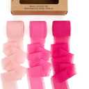 KEOSREE Hot Pink Pastel Pink Handmade Chiffon Ribbon,1.5" x 21Yd Frayed Silk Ribbons for Wreaths Bridal Flower Bouquet Christmas Gift Wrapping Wedding Decor Invitations Decorations (7Yards X 3 Rolls)