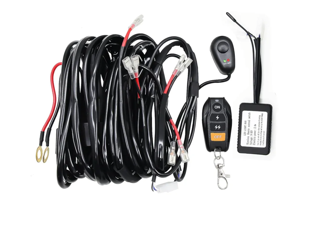 High Beam Harness kit 4 Leads 12V Strobe Switching Power Supply Relay Blade Fuse 14AWG core Cable Harness kit for LED Driving Light Strip