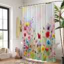 Baccessor Spring Summer Floral Shower Curtain Colorful Romantic Watercolor Wildflower Shower Curtain Polyester Fabric Bathroom Bath Home Decor Waterproof Weighted with Hooks 72 W x72 H Inch