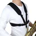 adorence Saxophone Harness Strap, Padded Shoulder & Chest Sax Strap for Baritone, Tenor, and Alto Saxophones, Ideal for Regular Beginners, Medium (Metal Back Clips)