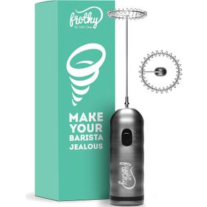 Caf Casa Milk Frother for Coffee - 2 Speed Handheld, Battery Operated, Stainless Steel Drink Mixer & Mini Foam Maker - Electric Whisk for Coffee, Lattes, Hot Chocolate, and Shakes