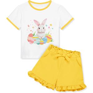 Resinta Toddler Baby Girl Summer Outfit Cotton T Shirt and Shorts Set Cute Casual Top Tee Shorts Pant Girls Clothes Set