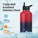 WixByti 64 oz Insulated Water Bottle with Straw (Cold for 48 Hrs), Half Gallon Stainless Steel Triple Wall Vacuum Sports Water Jug, Leakproof Hydro Cup Flask with Straw Spout Lids & DIY Stickers