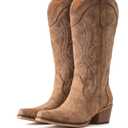 IUV Cowboy Boots For Women Western Cowgirl Boots with Chunky Heel Mid Calf Snip Toe Ideal for low insteps. Size 7.5