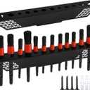 2 Pcs 12 Slot Detailing Brush Holder Car Detail Brush Rack Pan Wall-mount Brushes Organizer Products with Hardware Coated Iron Rack for Garage Workshop Auto Detailing Shop Care Storage, Black