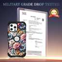 TEECOVER for iPhone 16 Pro Case, Heavy-Duty Shockproof Full Protection Hard Plastic Bumper + Soft Silicone Rubber Protective Case for iPhone 16 Pro - 6.3-Inch, Pink/Blue Flowers