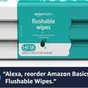 Amazon Basics Adult Wet Wipes Flushable Fragrance Free, 126 Count (3 Packs of 42) Packaging May Vary