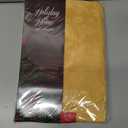 Newbridge Christmas Carol Holiday Noel Damask Fabric Tablecloth, 60 x 84 Inch Rectangle, Gold, Holly Leaf Poinsettia Weave, Wrinkle Free Soil Resistant Easy Care Table Cover