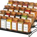 Black Spice Shelf, Tiered Spice Rack Organizer for Cabinet, 4 Tier Countertop Spice Rack, Depth Adjustable Seasoning Organizer for Cabinet