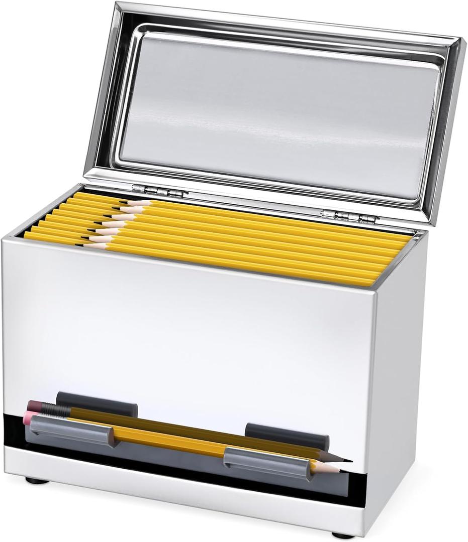 Pencil Dispenser for Classroom, Stainless Steel Pencils Dispenser for Teacher Must Have, Pencils Holder Organization & Storage, Pencil Dispensers for Classroom Office Back to School Supplies,Silver