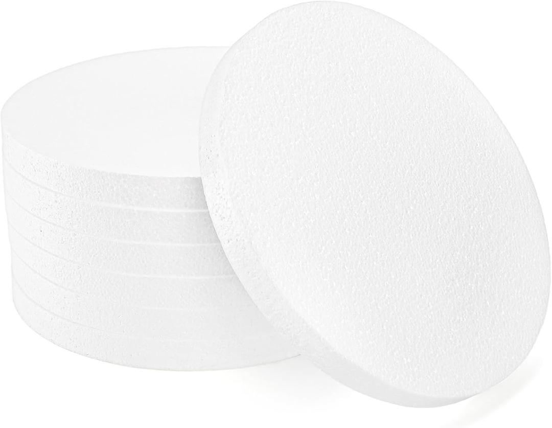 ZOOFOX 7 Pack Round Foam Circles for Crafts, 12" x 12" x 1" Thick Polystyrene Foam Discs for Wedding Holiday Modeling Sculpting School Crafts and DIY Projects