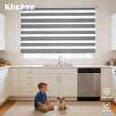Cordless Zebra Blinds for Indoor Windows Free-Stop Zebra Shades Dual Layer Light Filtering Sheer Shades Roller Window Blinds for Home (21" W X 72" H, Grey)