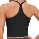 MathCat Seamless Y Back Workout Tank Tops - Spaghetti Straps Racerback Longline Sports Bras Ribbed Padded Yoga Crop Tops, 

Medium Size
